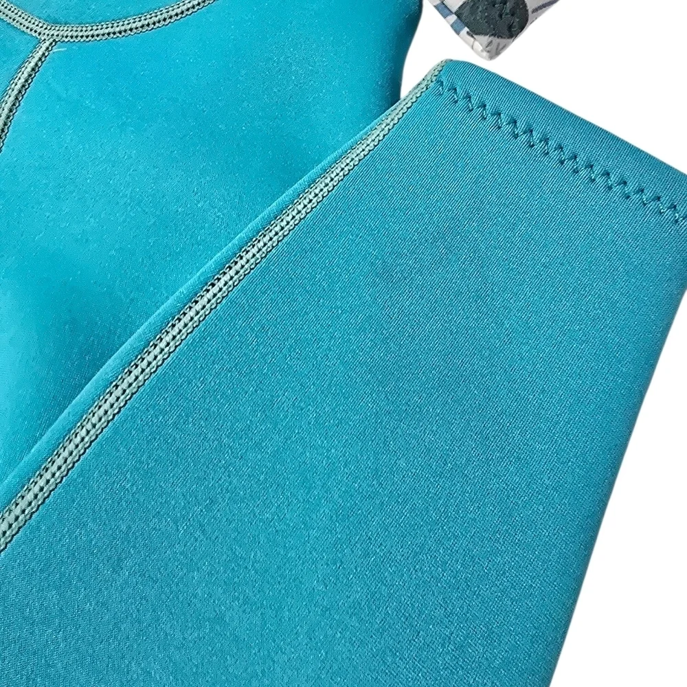 Kids Swim Wetsuit in Teal and Lime Green X Manta Long Sleeve Diving Swimsuit